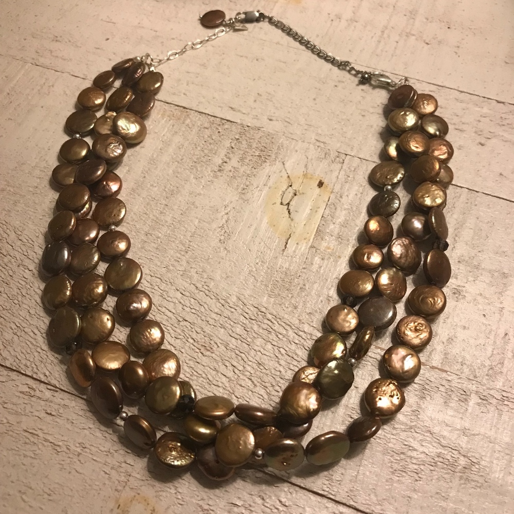 Silpada Bronze Coin Pearl Necklace